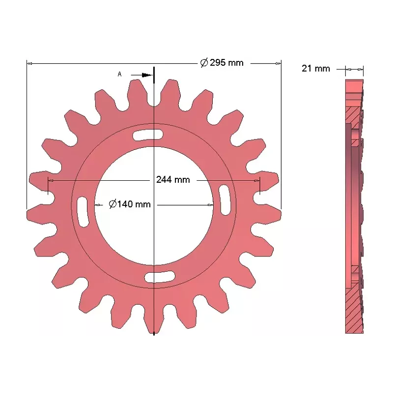 Rouleau n° 73 – rouleau d'entraînement en fonte Ø295 mm, pas 40 mm, pour machines Grimme | OEM Grimme 200.06504, 006.00294 | fabricant KiJ