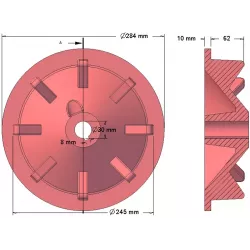 Rouleau n° 74 – rouleau d'entraînement en fonte Ø248 mm, pas 50 mm, pour arracheuse de pommes de terre Anna | OEM Anna 564551003 | fabricant KiJ