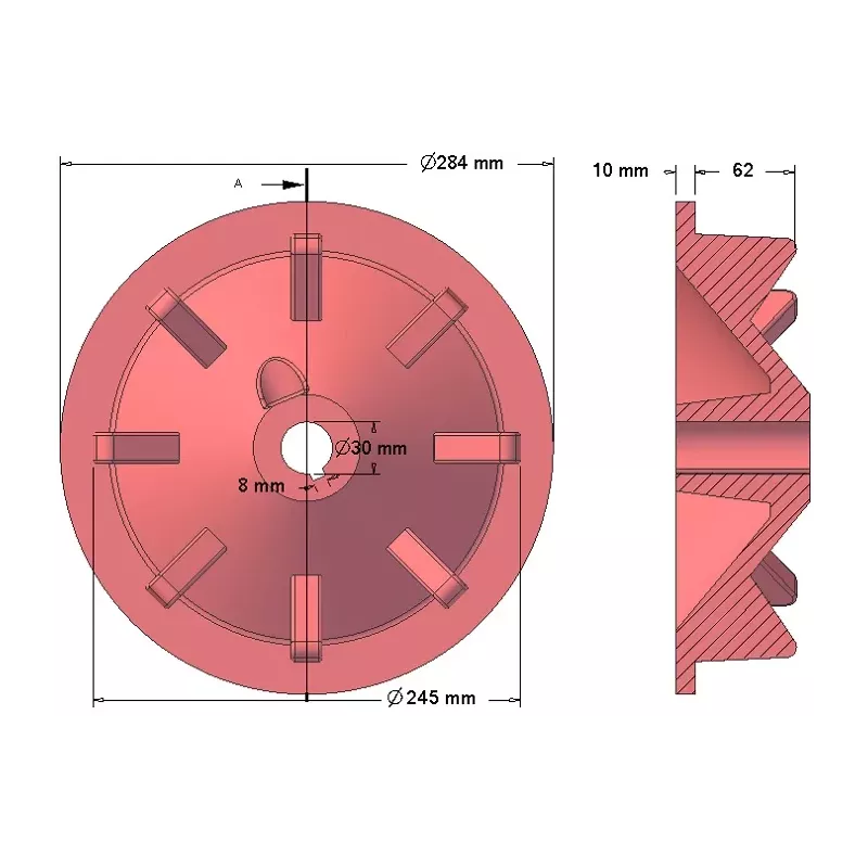 Rouleau n° 74 – rouleau d'entraînement en fonte Ø248 mm, pas 50 mm, pour arracheuse de pommes de terre Anna | OEM Anna 564551003 | fabricant KiJ