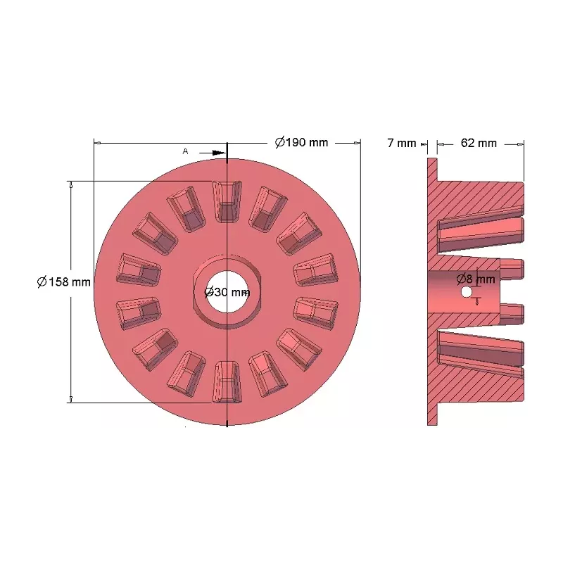 Rouleau n° 76 – rouleau d'entraînement en fonte Ø158 mm | fabricant KiJ