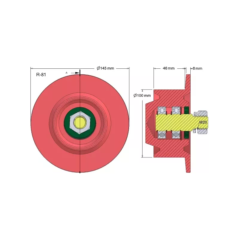 Rouleau n° 81 – rouleau de renvoi en acier Ø100 mm pour arracheuse de pommes de terre Anna Z644 | OEM Anna 564421016 | fabricant KiJ