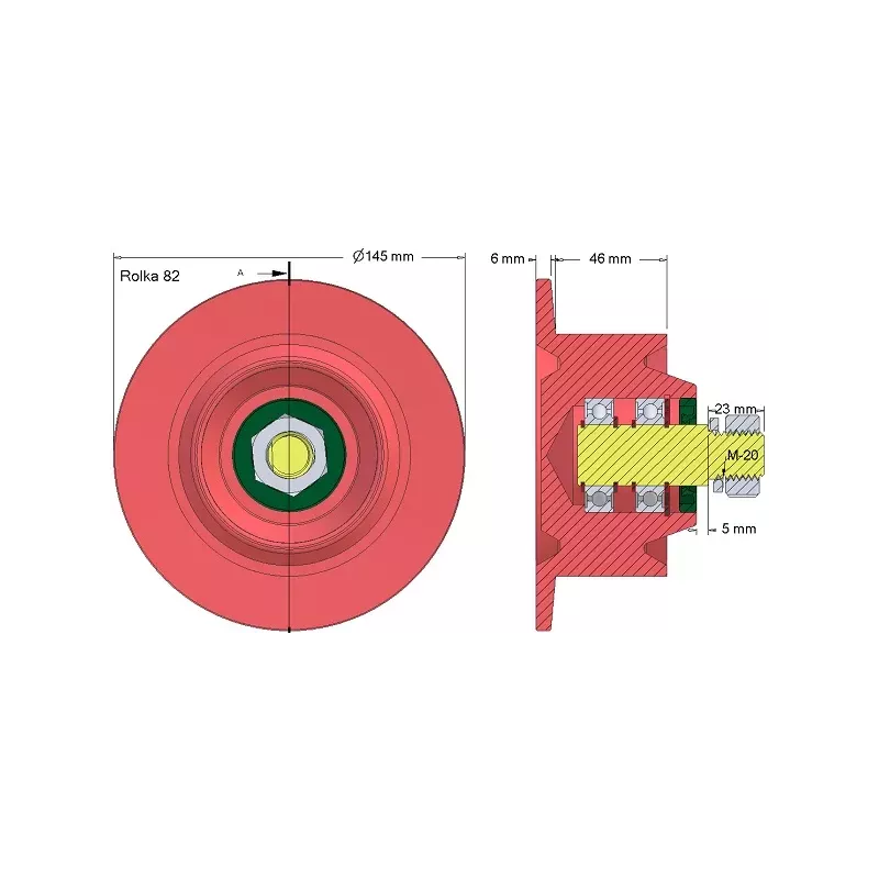 Rouleau n° 82 – rouleau de renvoi Ø100 mm pour arracheuse de pommes de terre Anna Z644 | OEM Anna 5644-21-025, 5644-60-022 | fabricant KiJ
