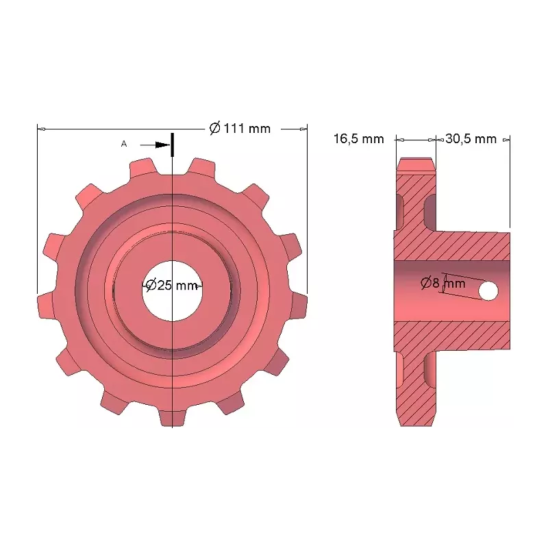 Rouleau n° 85 – rouleau d'entraînement en fonte, pas 25 mm | fabricant KiJ