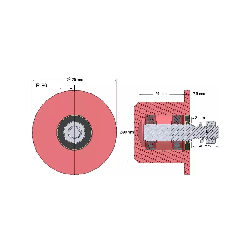Rouleau n° 86 – rouleau de renvoi en acier Ø90 mm pour arracheuse de pommes de terre Anna Z644 | OEM Anna 564421015 | fabricant KiJ