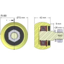 Rouleau n° 90 – rouleau en fonte Ø72 mm pour machines Wuhlmaus | OEM Wuhlmaus 5644-33-002, 000.03.005.00 | fabricant KiJ