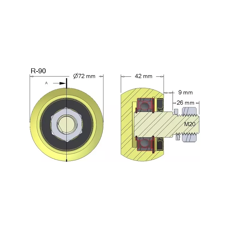 Rouleau n° 90 – rouleau en fonte Ø72 mm pour machines Wuhlmaus | OEM Wuhlmaus 5644-33-002, 000.03.005.00 | fabricant KiJ