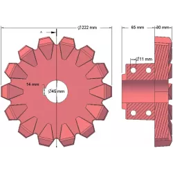 Rouleau n° 95 – rouleau d'entraînement en fonte Ø222 mm, pas 42 mm | fabricant KiJ