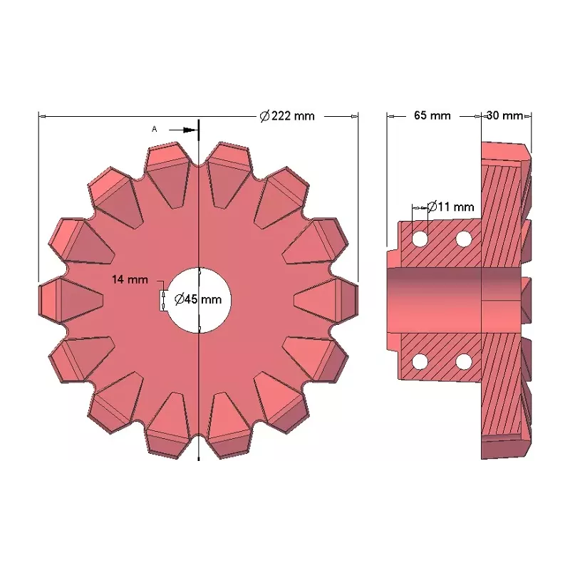 Rouleau n° 95 – rouleau d'entraînement en fonte Ø222 mm, pas 42 mm | fabricant KiJ