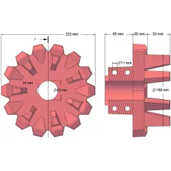 Rouleau n° 96 – rouleau d'entraînement en fonte Ø168 mm, pas 42 mm | fabricant KiJ