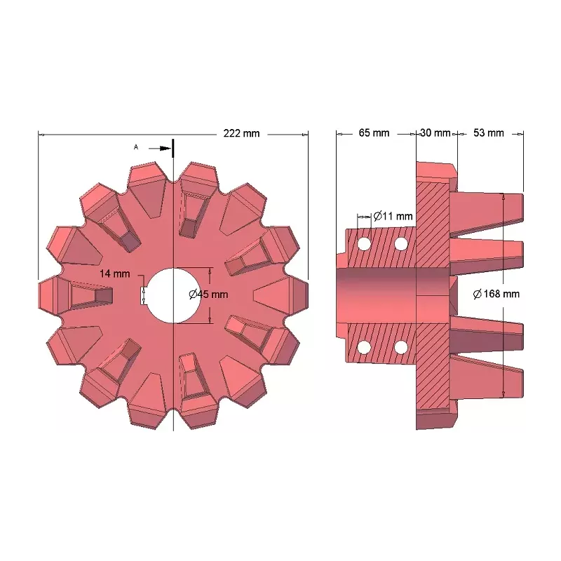 Rouleau n° 96 – rouleau d'entraînement en fonte Ø168 mm, pas 42 mm | fabricant KiJ