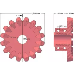 Rouleau n° 97 – rouleau d'entraînement en fonte Ø216 mm, pas 36 mm | fabricant KiJ