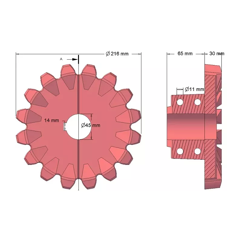 Rouleau n° 97 – rouleau d'entraînement en fonte Ø216 mm, pas 36 mm | fabricant KiJ