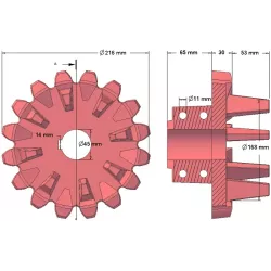 Rouleau n° 98 – rouleau d'entraînement en fonte Ø168 mm, pas 36 mm | fabricant KiJ