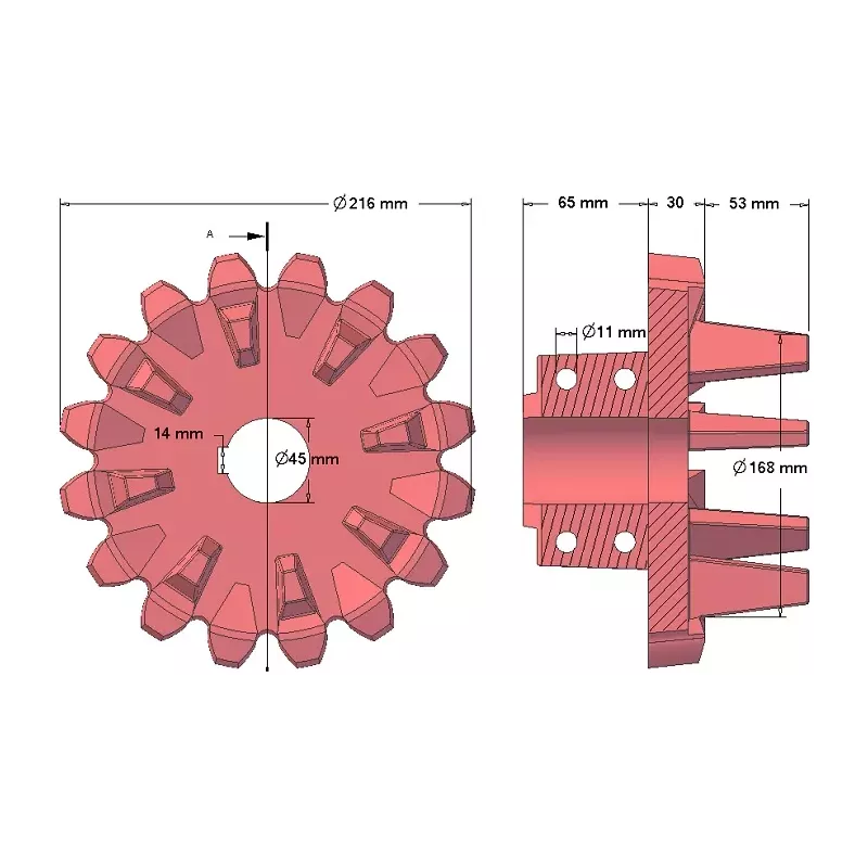 Rouleau n° 98 – rouleau d'entraînement en fonte Ø168 mm, pas 36 mm | fabricant KiJ