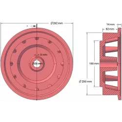 Rouleau n° 103 – rouleau d'entraînement en fonte Ø258 mm, pas 35 mm | fabricant KiJ