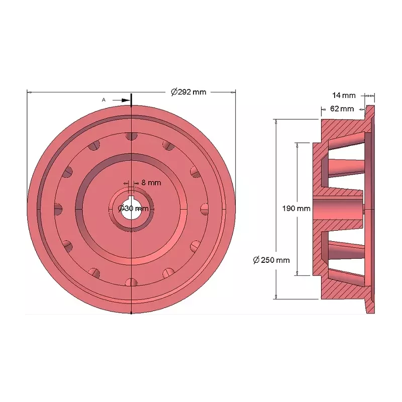 Rouleau n° 103 – rouleau d'entraînement en fonte Ø258 mm, pas 35 mm | fabricant KiJ