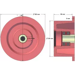 Rouleau n° 121 – rouleau porteur Ø128 mm pour machines Grimme | OEM Grimme 200.49508 | fabricant KiJ