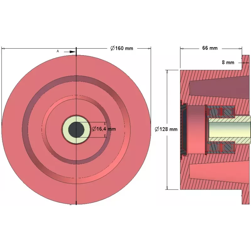 Rouleau n° 121 – rouleau porteur Ø128 mm pour machines Grimme | OEM Grimme 200.49508 | fabricant KiJ