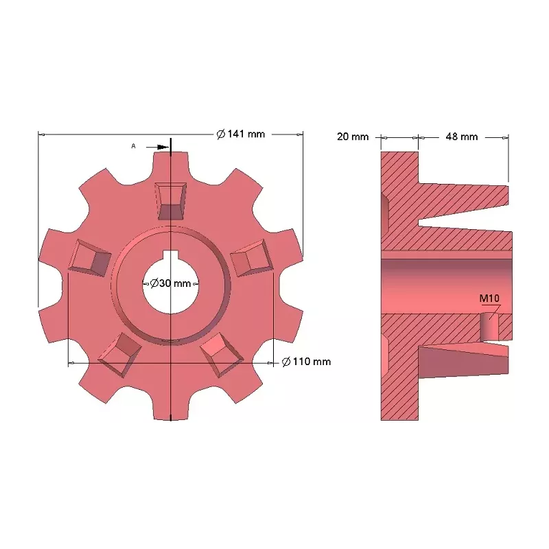Rouleau n° 126 – rouleau d'entraînement en fonte Ø110 mm, pas 40 mm | fabricant KiJ