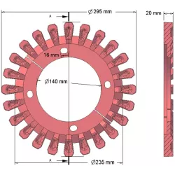 Rouleau n° 128 – rouleau en fonte Ø295 mm, pas 60 mm, pour machines Grimme | OEM Grimme 006.00295, 200.06503 | fabricant KiJ