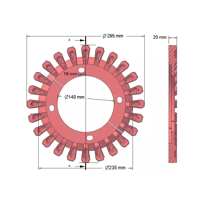 Rouleau n° 128 – rouleau en fonte Ø295 mm, pas 60 mm, pour machines Grimme | OEM Grimme 006.00295, 200.06503 | fabricant KiJ