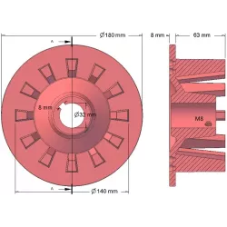 Rouleau n° 130 – rouleau d'entraînement en fonte Ø140 mm, pas 40 mm, pour machines Grimme Europa Standard | OEM Grimme 006.00089 | fabricant KiJ