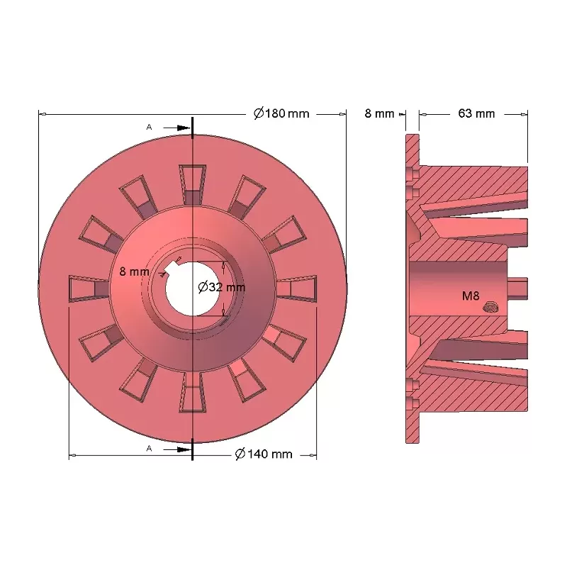 Rouleau n° 130 – rouleau d'entraînement en fonte Ø140 mm, pas 40 mm, pour machines Grimme Europa Standard | OEM Grimme 006.00089 | fabricant KiJ
