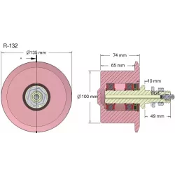 Rouleau n° 132 – rouleau de renvoi en fonte Ø100 mm pour machines Grimme | OEM Grimme 200.00807 | fabricant KiJ