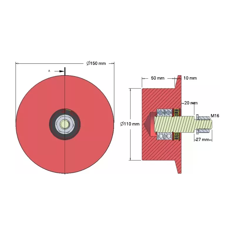 Rouleau n° 144 – rouleau de renvoi en fonte Ø110 mm | OEM 6.33.00-2 | fabricant KiJ