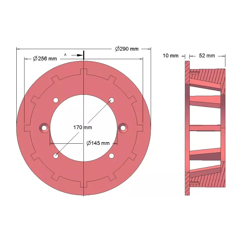 Rouleau n° 170 – rouleau d'entraînement en fonte Ø251 mm, pas 35 mm | fabricant KiJ