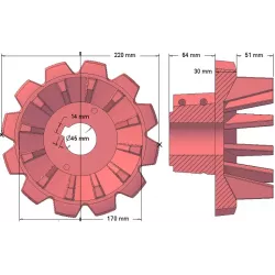 Rouleau n° 172 – rouleau d'entraînement en fonte Ø170 mm, pas 50 mm | fabricant KiJ