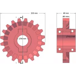 Rouleau n° 183 – rouleau d'entraînement en fonte Ø203 mm, pas 28 mm | fabricant KiJ