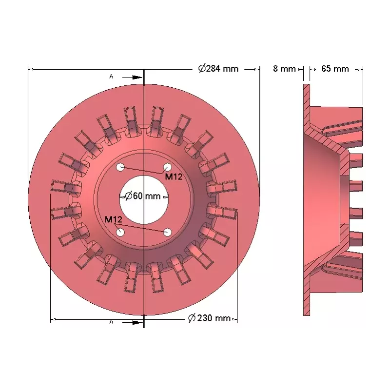 Rouleau n° 196 – rouleau d'entraînement en fonte Ø230 mm, pas 36 mm, pour machines Wuhlmaus | fabricant KiJ