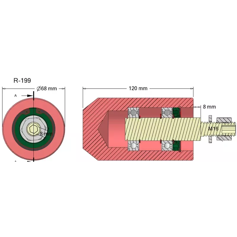 Rouleau n° 199 – rouleau de guidage Ø68 mm pour machines Grimme | OEM Grimme 200.06349 | fabricant KiJ