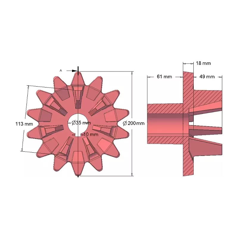 Rouleau n° 200 – rouleau d'entraînement en fonte, pas 33 mm | fabricant KiJ