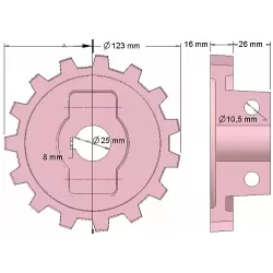 Rouleau n° 201 – rouleau en fonte Ø124 mm | OEM 5642-63-050, 5642-63-049, 000.10.009.00 | fabricant KiJ