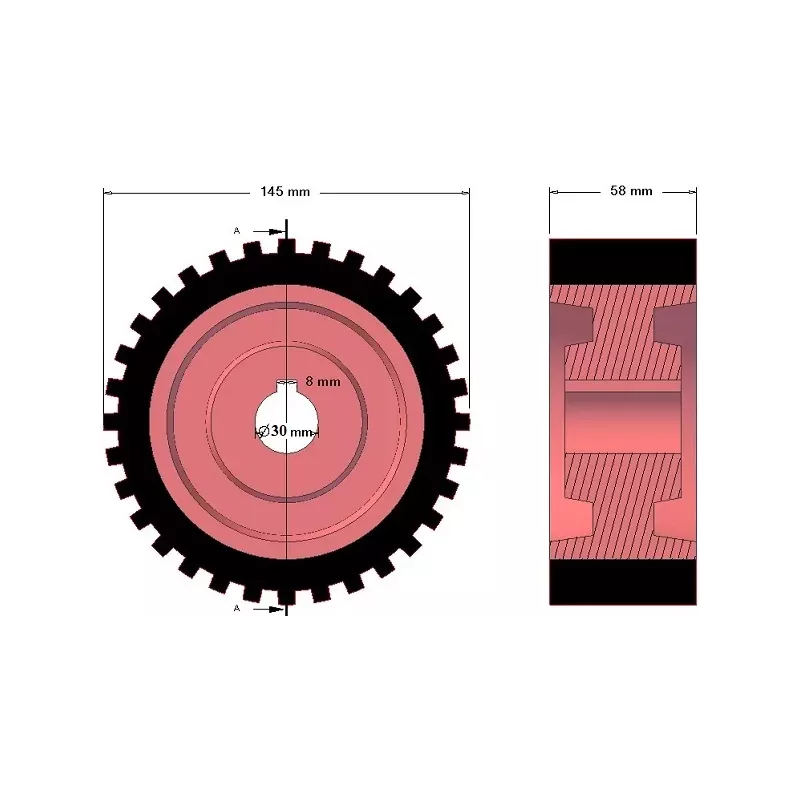 Rouleau n° 3a – rouleau d'entraînement en fonte-caoutchouc Ø145 mm pour machines Grimme | OEM Grimme 076.01046 | fabricant KiJ