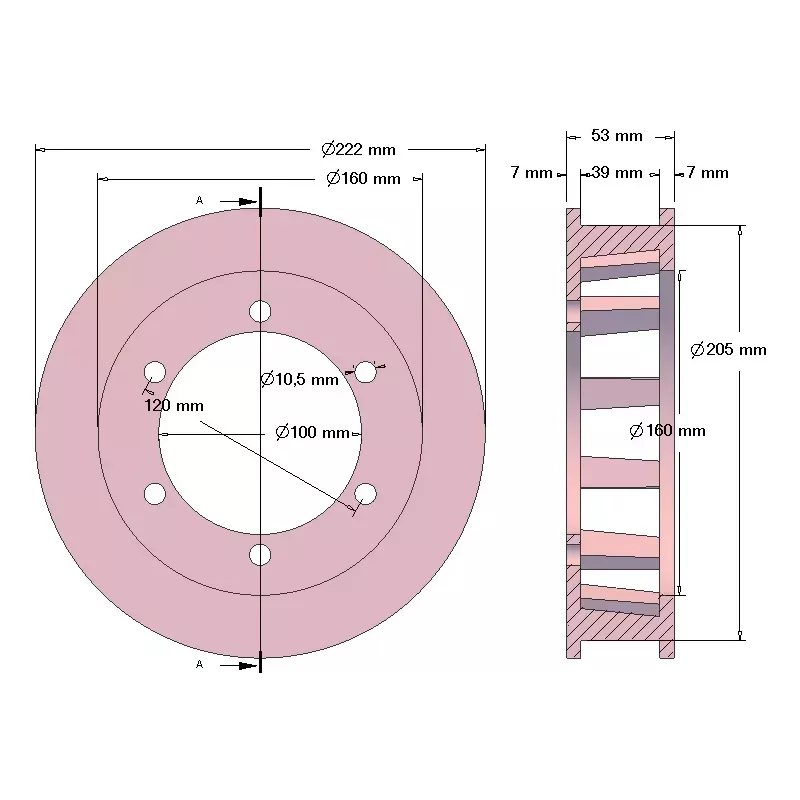 Rouleau n° 206 – rouleau d'entraînement en fonte Ø205 mm, pas 50 mm, pour machines Pomac | fabricant KiJ