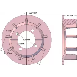 Rouleau n° 239 – rouleau d'entraînement en fonte Ø188 mm, pas 35 mm, pour machines Grimme | OEM Grimme 006.00244 | fabricant KiJ