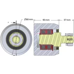 Rouleau n° 268 – rouleau porteur en acier Ø80 mm pour machines AVR | OEM AVR 3102.15.20 | fabricant KiJ