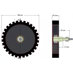 Rouleau n° 4 – rouleau tire-fanes en acier-caoutchouc Ø195 mm pour machines Grimme | OEM Grimme 200.05168 | fabricant KiJ