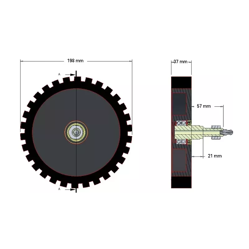 Rouleau n° 4 – rouleau tire-fanes en acier-caoutchouc Ø195 mm pour machines Grimme | OEM Grimme 200.05168 | fabricant KiJ