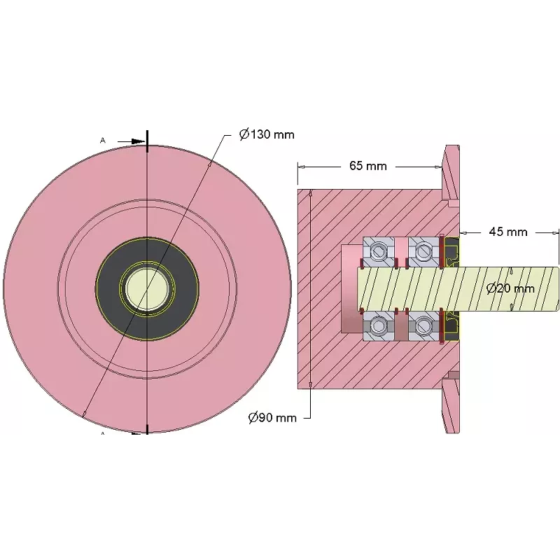 Rouleau n° 292 – rouleau porteur en acier Ø90 mm pour machines Dewulf | OEM Dewulf 2660004B | fabricant KiJ