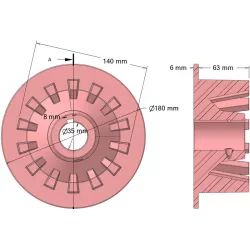 Rouleau n° 306 – rouleau d'entraînement en fonte Ø140 mm, pas 32 mm, pour machines Grimme | OEM Grimme 006.00131 | fabricant KiJ