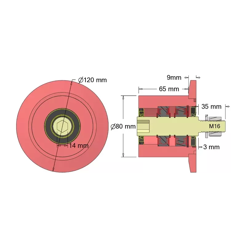 Rouleau n° 316a – rouleau de renvoi en acier Ø80 mm pour machines Guaresi | OEM Guaresi P7755190000 | fabricant KiJ