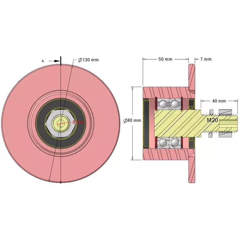 Rouleau n° 327 – rouleau de renvoi en acier Ø80 mm pour machines Sandei | OEM Sandei D0010 | fabricant KiJ