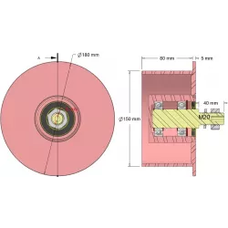 Rouleau n° 328 – rouleau de renvoi en acier Ø150 mm pour machines Sandei | OEM Sandei K0015 | fabricant KiJ