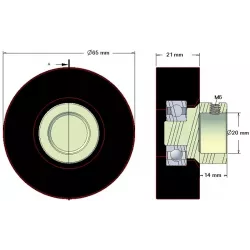 Rouleau n° 146 – rouleau en caoutchouc Ø65 mm pour machines Amac | OEM Amac 6.39.00-3 | fabricant KiJ