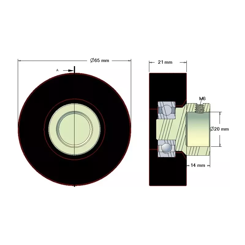 Rouleau n° 146 – rouleau en caoutchouc Ø65 mm pour machines Amac | OEM Amac 6.39.00-3 | fabricant KiJ