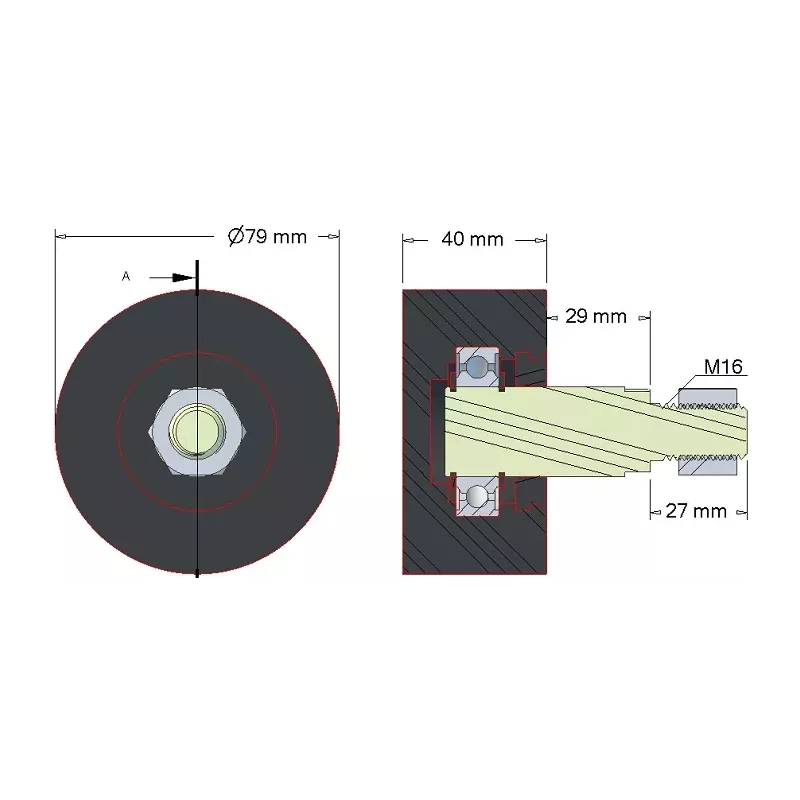 Rouleau n° 147 – rouleau en caoutchouc Ø80 mm pour machines Amac | OEM Amac 10.39.00 | fabricant KiJ